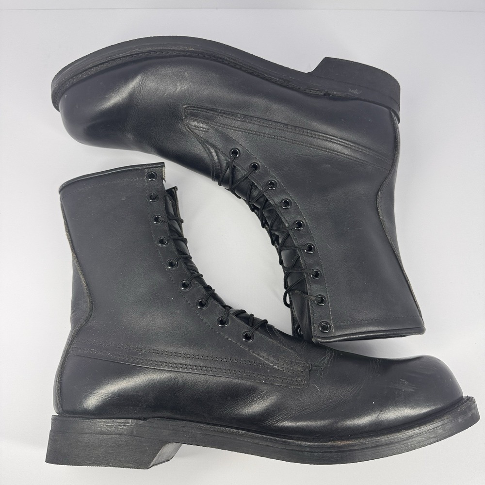 Biltrite Vintage Black‎ Leather Lace Up Combat Boots Side Zip Steel Toe 9E